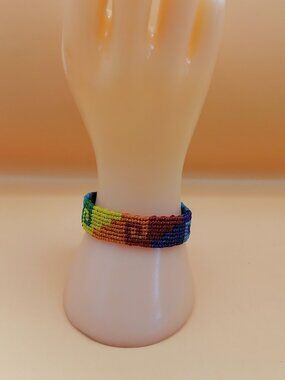 Gay Pride Flag Bracelet Love Friendship Handwoven Macrame LGBT Rainbow